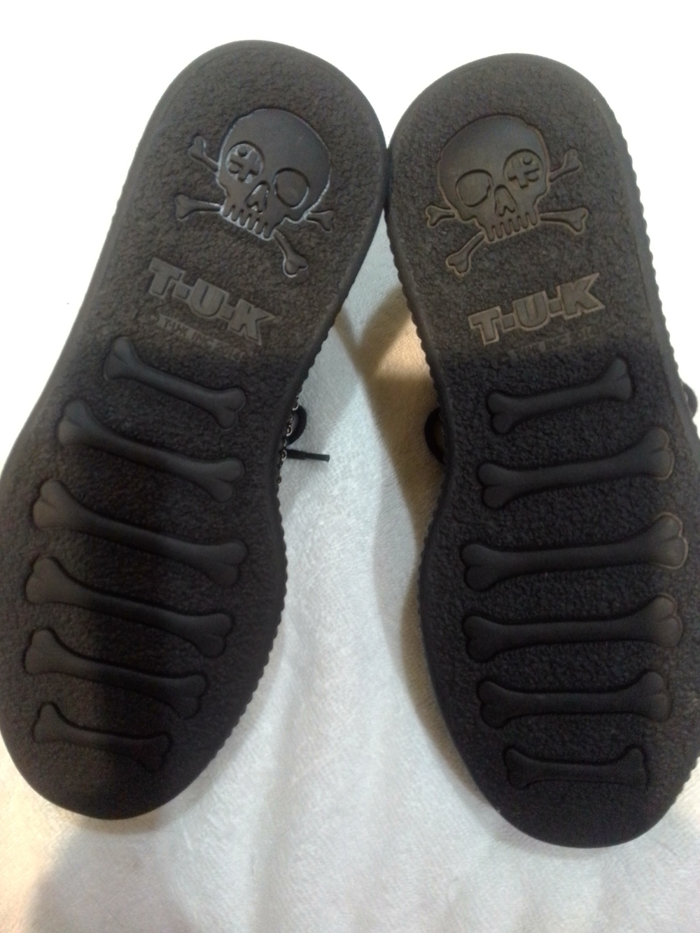 T.U.K Black Skull-Pattern Platform Slip-Ons